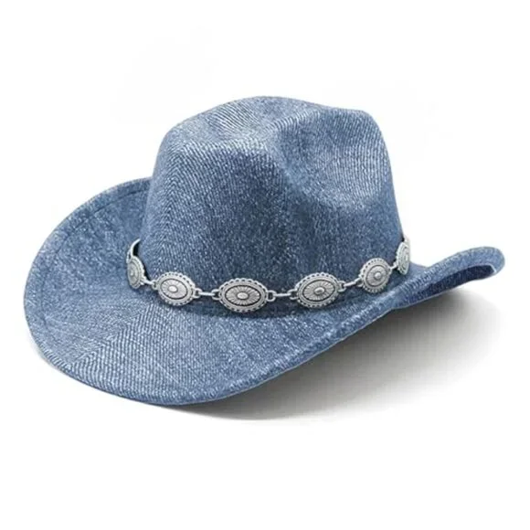 Denim Cowboy Hat Y2K Western Wide-Brim Adjustable Foldable Brim display picture 2